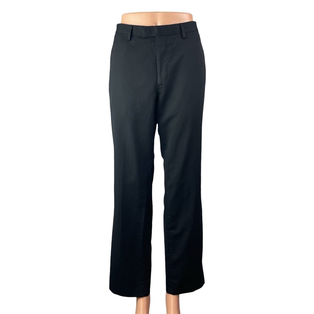 Banana Republic Black Wool High Waisted Slim Straight Trousers Dress Pants 32x30